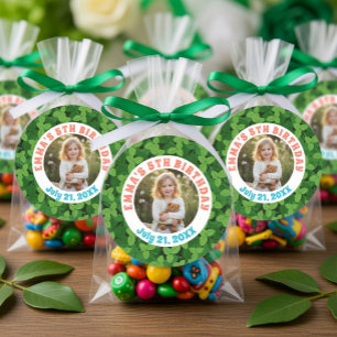 Benutzerdefinierte Blätter & Foto Geburtstag Runder Aufkleber