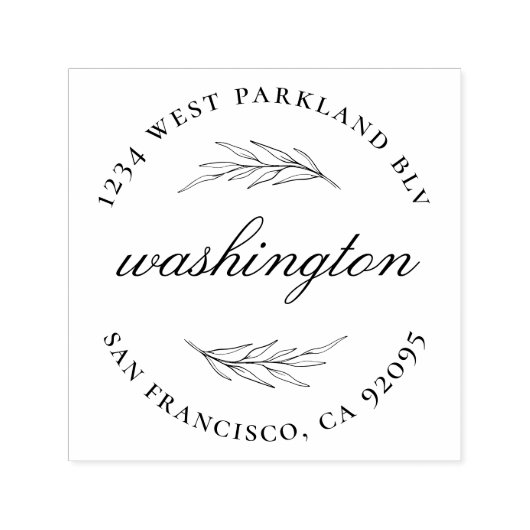 Benutzerdefinierte Blätter Runde Rücksendeadresse Permastempel (Design)