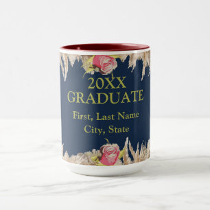 Benutzerdefinierte Blau- und Gold-Blumen, 2026 Abs Tasse