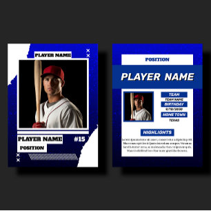 Benutzerdefinierte blaue Baseball-Sammelkarte Spie Telefonnummerkarte