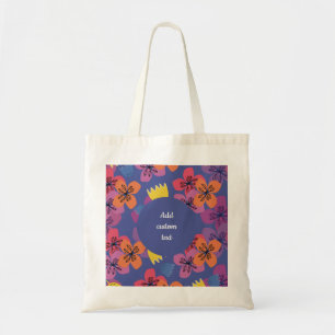 Benutzerdefinierte blaue Blumen farbenfroh Tragetasche