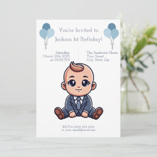 Benutzerdefinierte blaue Boss Baby Geburtstagseinl Einladung