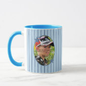Benutzerdefinierte blaue Fotoleitervorlage Tasse (Links)