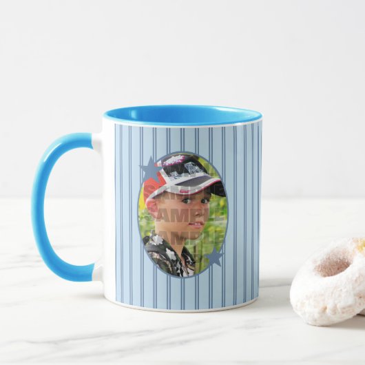 Benutzerdefinierte blaue Fotoleitervorlage Tasse (Mit Donut)