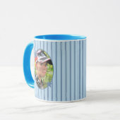 Benutzerdefinierte blaue Fotoleitervorlage Tasse (Vorderseite Links)