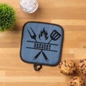 Benutzerdefinierte blaue Griller-Schürze Topflappen (Oben Unten)
