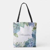 Benutzerdefinierte blaue Hortensien  Tasche (Rückseite)