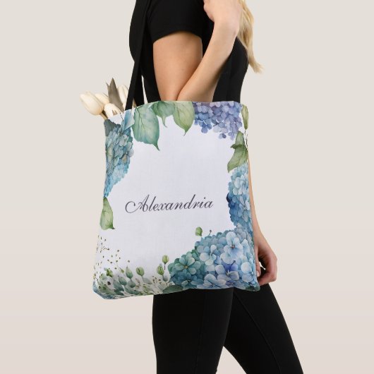 Benutzerdefinierte blaue Hortensien  Tasche (Von Nahem)