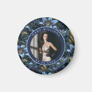 Benutzerdefinierte Blaue Lilien Florale Geburtstag Magnet