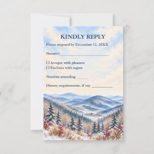 Benutzerdefinierte Blaue Ridge Winter-Wasserfarben RSVP Karte