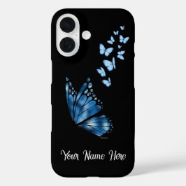 Benutzerdefinierte Blaue Schmetterlings-Handyhülle iPhone 16 Hülle