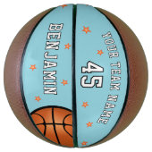 Benutzerdefinierte blaue Teamnamenssterne Basketball (Vertikal)