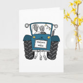 Benutzerdefinierte Blaue Traktor-Hochzeit Karte (Gelbe Blume)