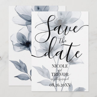 Benutzerdefinierte Blaue Transparente Blumen Hochz Save The Date