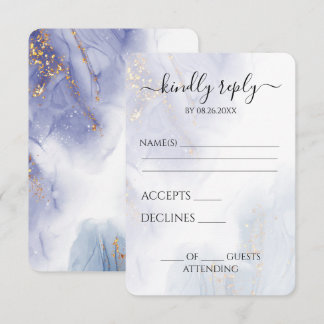 Benutzerdefinierte Blaue Violette Tinte Hochzeit RSVP Karte