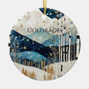 Benutzerdefinierte Blaue Weiße Berge Keramik Ornament