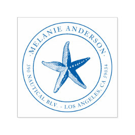 Benutzerdefinierte Blue Nautic Starfish Rücksendea Permastempel