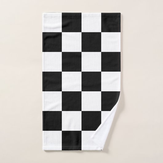 Benutzerdefinierte Blume auf schwarz-weiß karierte Badhandtuch Set (Handtuch)