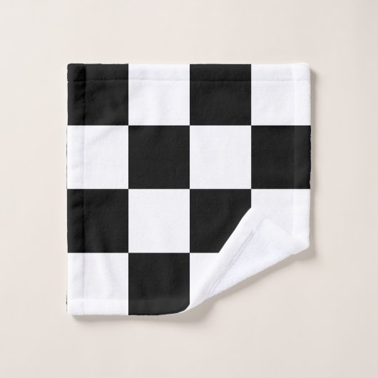 Benutzerdefinierte Blume auf schwarz-weiß karierte Badhandtuch Set (Waschlappen)