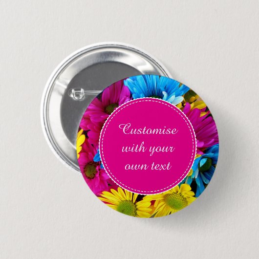 Benutzerdefinierte Blume in Leuchtstofffarben Button (Vorne & Hinten)