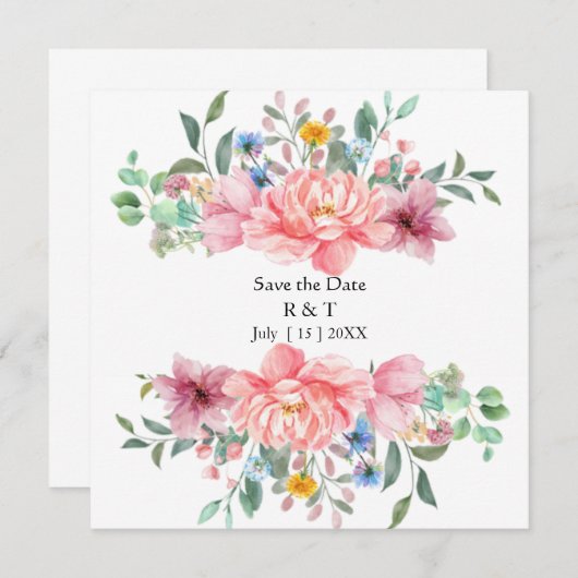 benutzerdefinierte Blume Save the Date (Vorne/Hinten)