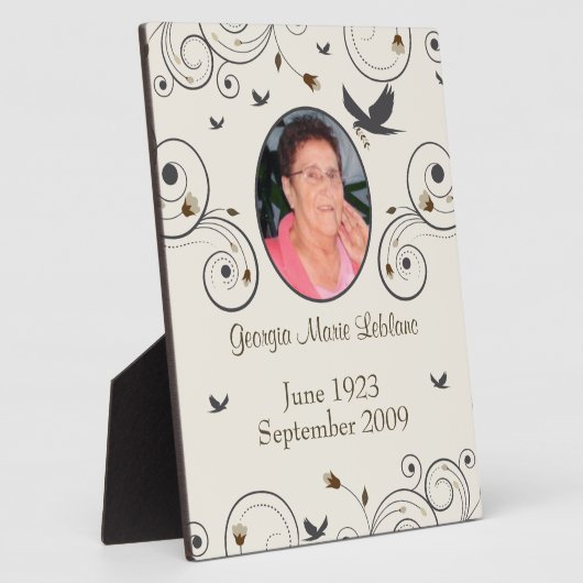 Benutzerdefinierte Blume und Wirbel Memorial Keeps Fotoplatte (Seite)