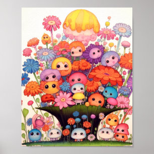 Benutzerdefinierte Blumen, farbenfroh, süß Poster