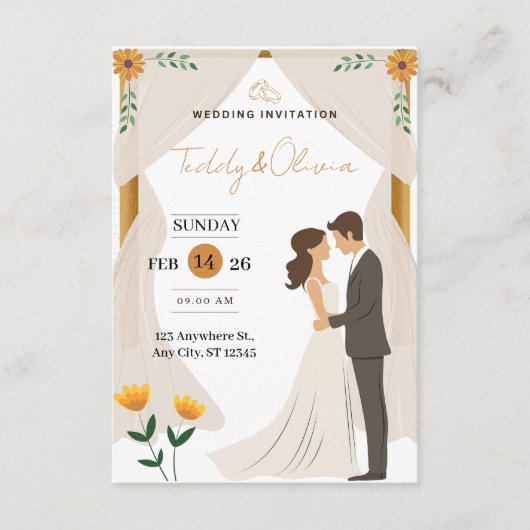 Benutzerdefinierte Blumen-Hochzeitseinladung - Ele Begleitkarte (Vorderseite)