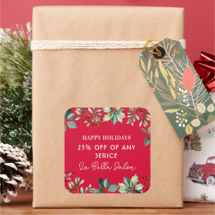 Benutzerdefinierte Blumen-Weihnachtsfeier Quadratischer Aufkleber