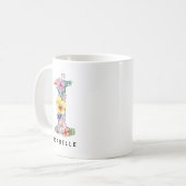 Benutzerdefinierte Blumeninitialien Kaffeetasse, A Kaffeetasse (Vorderseite Links)