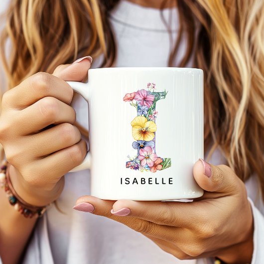 Benutzerdefinierte Blumeninitialien Kaffeetasse, A Kaffeetasse