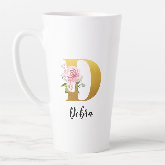 Benutzerdefinierte Blumenmonogramm Anfangsbuchstab Milchtasse (Links)
