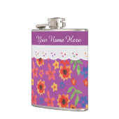 Benutzerdefinierte Blumenschrift auf Magenta-Hüftk Flachmann (Links)