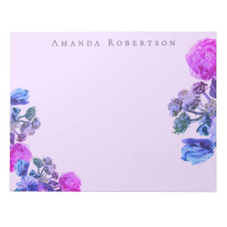 Benutzerdefinierte Blumige Lavendel Rosa Blau Aqua Notizblock