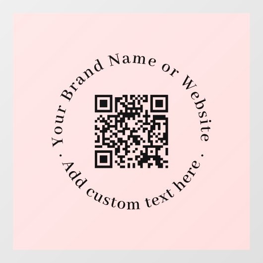 Benutzerdefinierte Blush Pink QR | Moderne Geschäf Fensteraufkleber (Blatt)