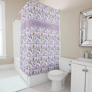 Benutzerdefinierte Boho Lavendel-Blume drucken Duschvorhang
