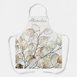 Benutzerdefinierte Boho Lunaria Wasserfarbe Botani Schürze