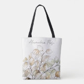 Benutzerdefinierte Boho Lunaria Wasserfarbe Botani Tasche (Rückseite)