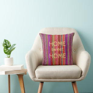 Benutzerdefinierte Boho Vintage Rot Violette Strei Kissen
