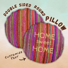 Benutzerdefinierte Boho Vintage Rot Violette Strei Rundes Kissen