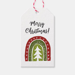 Benutzerdefinierte boho-Weihnachtsbaum-Zeichnung G Geschenkanhänger