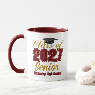 Benutzerdefinierte Bordeaux-Gold-Klasse 2027 Senio Tasse