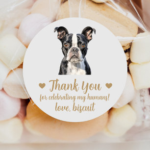 Benutzerdefinierte Boston Terrier Hochzeitsgeschen Runder Aufkleber