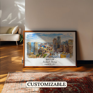 Benutzerdefinierte Boston-Wandkunst, Massachusetts Poster