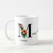 Benutzerdefinierte botanische Monogramm-Mama Kaffeetasse (Links)