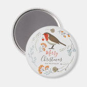 Benutzerdefinierte Botanische Rotkehlchen Vogel Bo Magnet (Vorderseite/Rückseite)