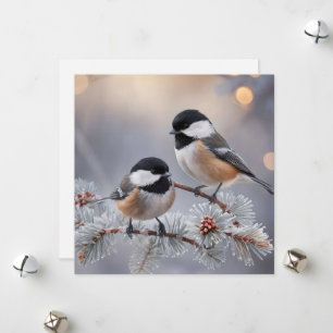 Benutzerdefinierte Boutique Winter Chickadee-Feier Feiertagskarte