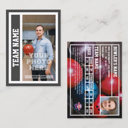 Benutzerdefinierte Bowling-Handelskarte (dunkelgra Telefonnummerkarte (Vorne/Hinten)