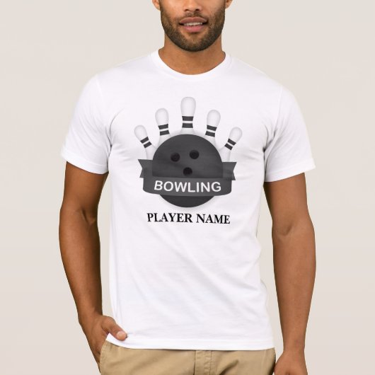 Benutzerdefinierte Bowling-Mannschaft Bowling-Mann T-Shirt (Vorderseite)