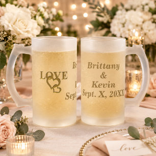 Benutzerdefinierte Braut Bräutigam Liebe Herz Matt Mattglas Bierglas